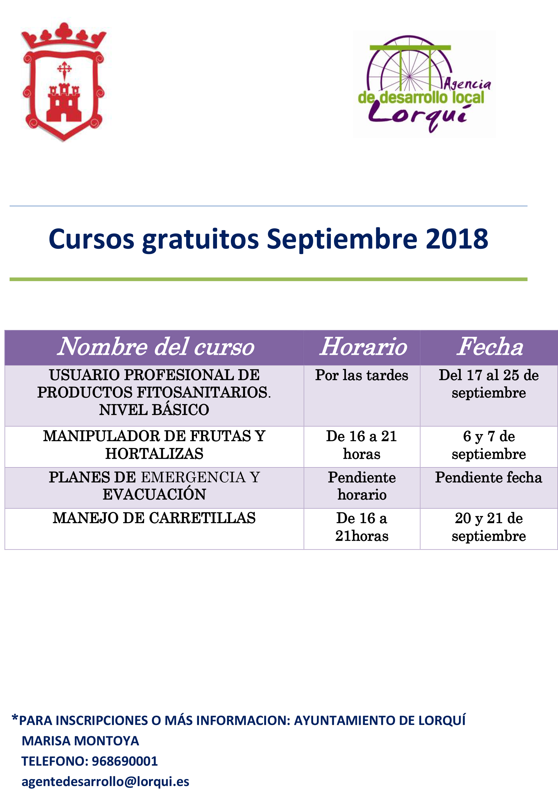 Cursos gratuitos Septiembre 2018