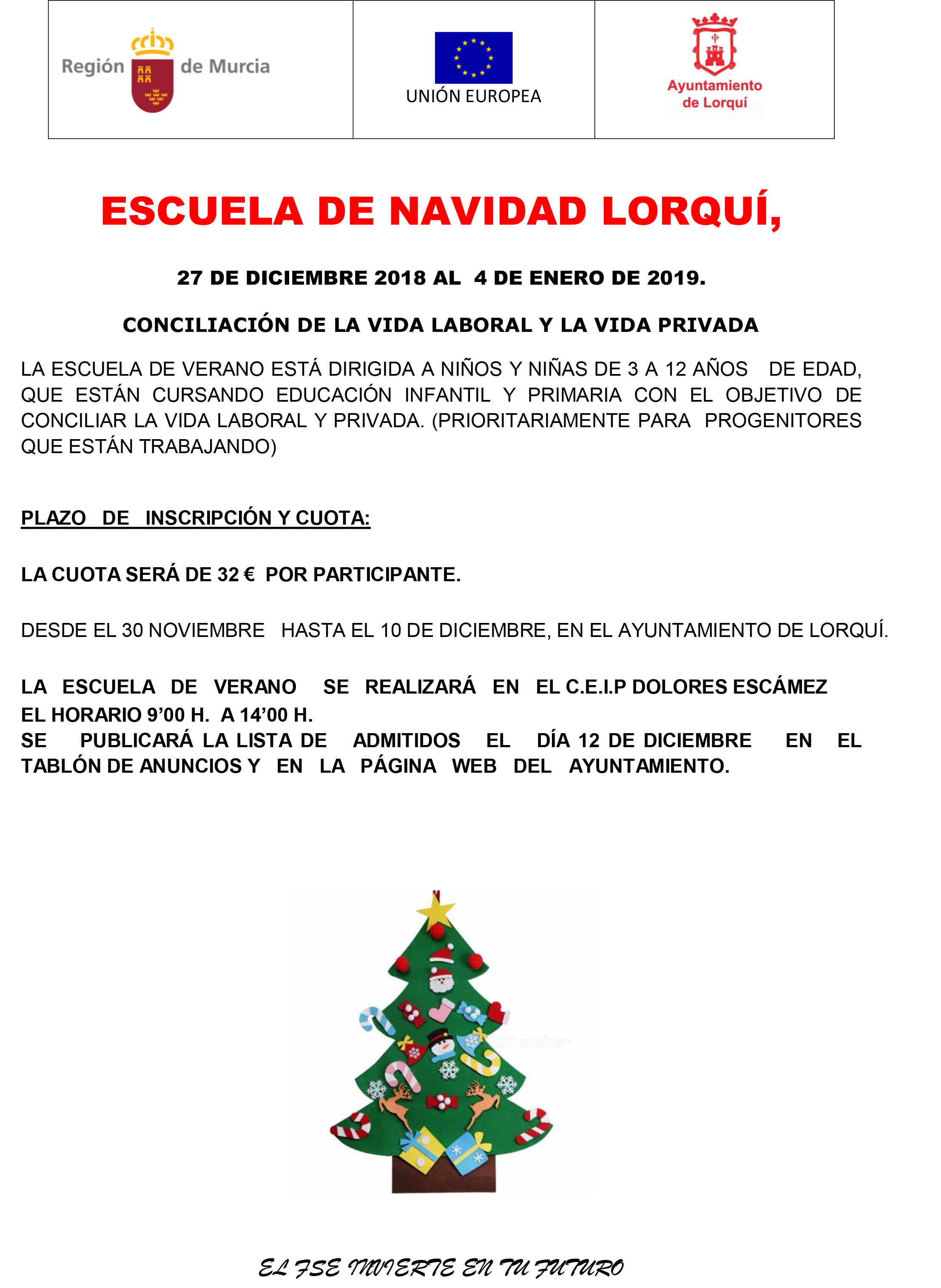 cartel escuela de navidad 2018