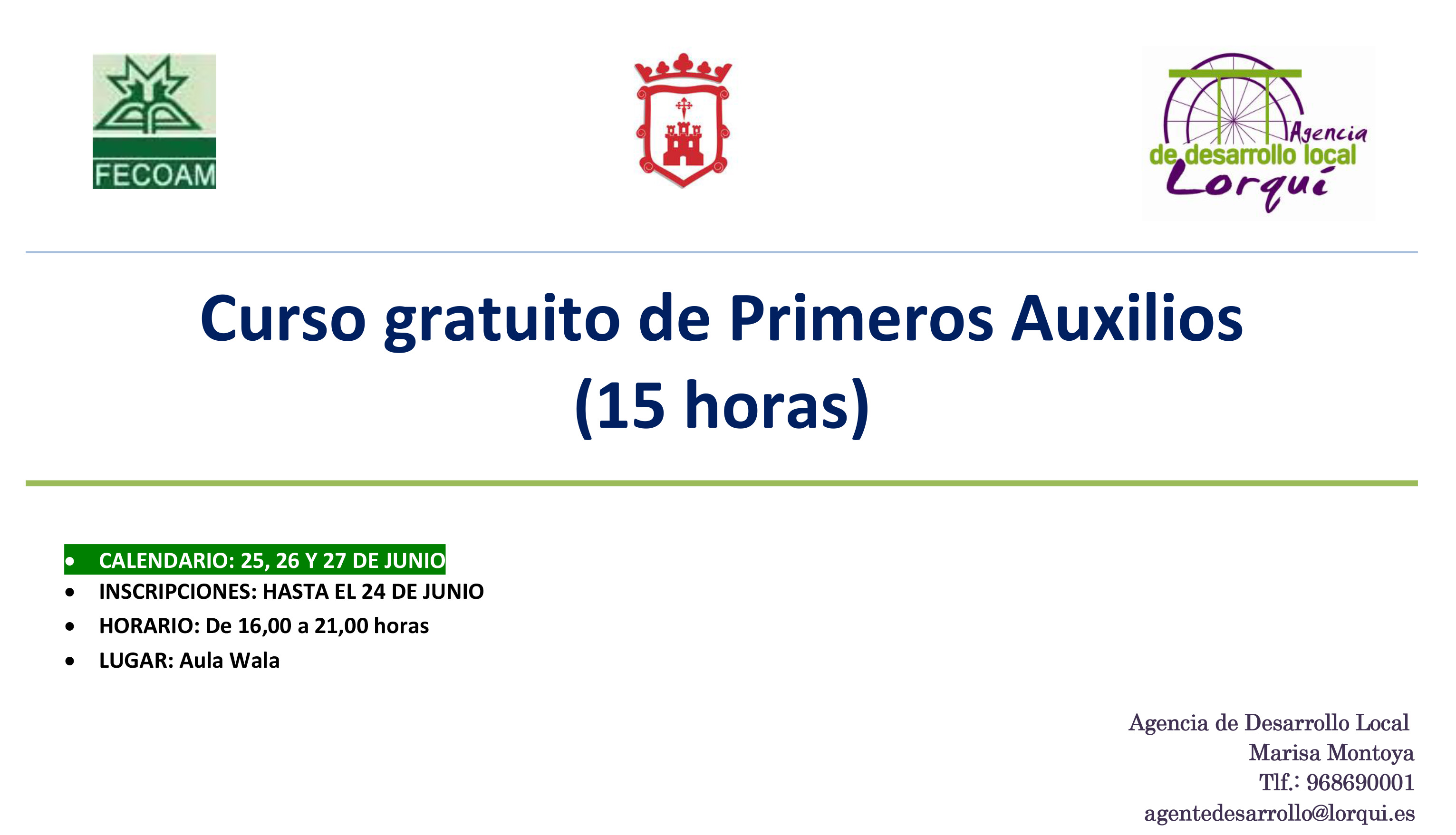 Cartel basico FECOAM PRIMEROS AUXILIOS