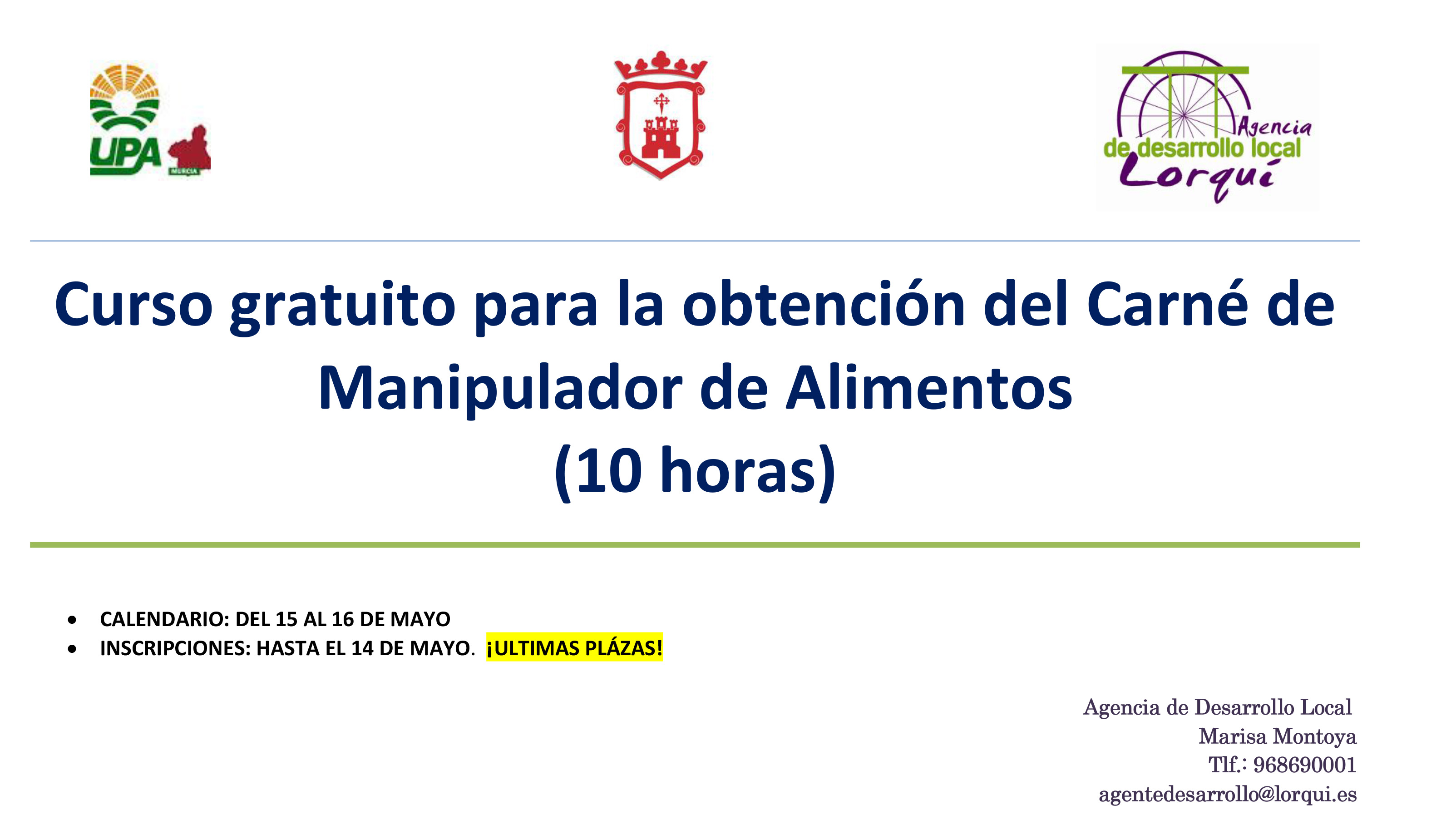 Cartel basico UPA Manipulador alimentos