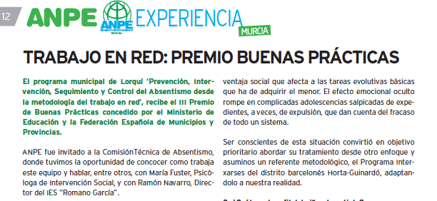la revista anpe se hace eco del trabajo realizado por el consejo sectorial de infancia y adolescencia de lorqui 60e7f8820ecd8