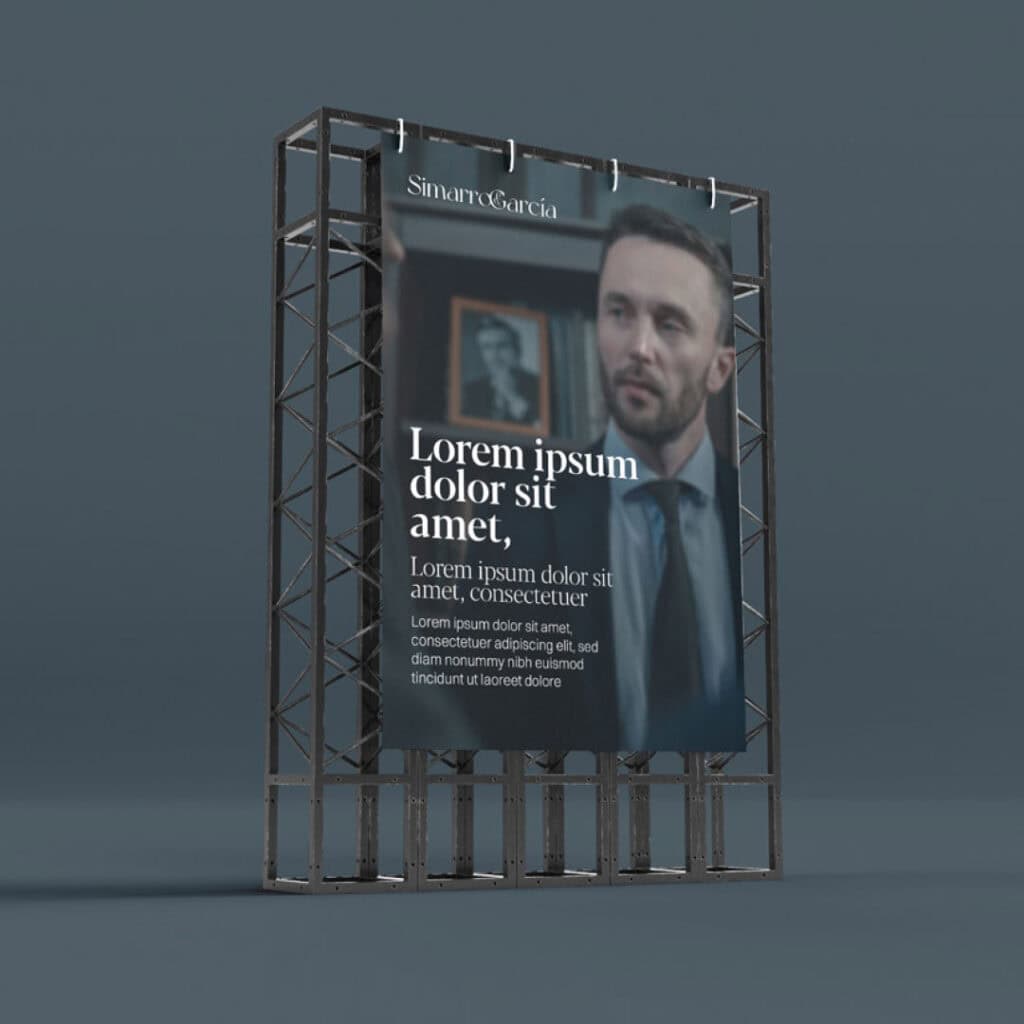 Lateral cartel publicitario para branding Branding abogados