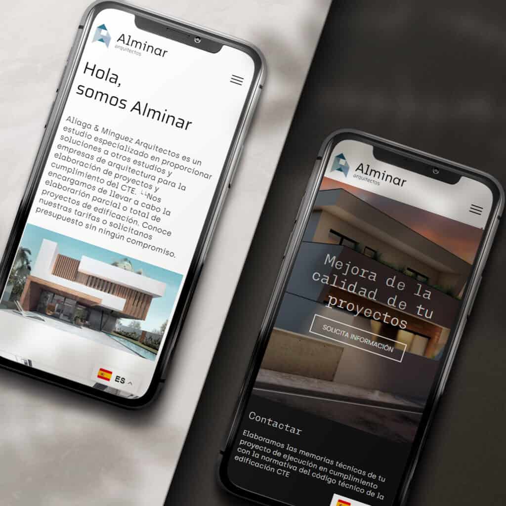 Lateral - Diseño web y branding para Alminar Imagen de diseño web responsive para Alminar, firma de arquitectura y branding.