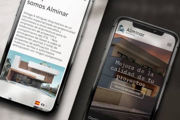 Imagen de diseño web responsive para Alminar, firma de arquitectura y branding.