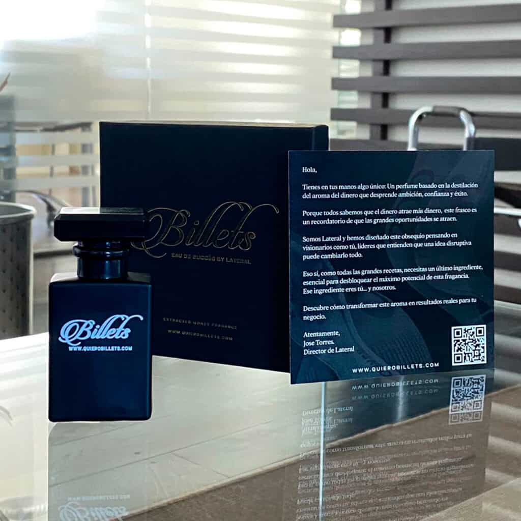 Campaña creativa Billets by Lateral Perfume exclusivo Billets en frasco elegante para campañas creativas de Lateral.