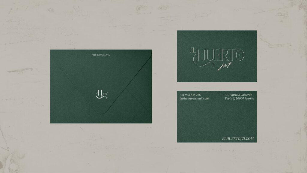Lateral Branding El Huerto JC1 Tarjeta de visita de branding para El Huerto JC1 en estilo lateral.