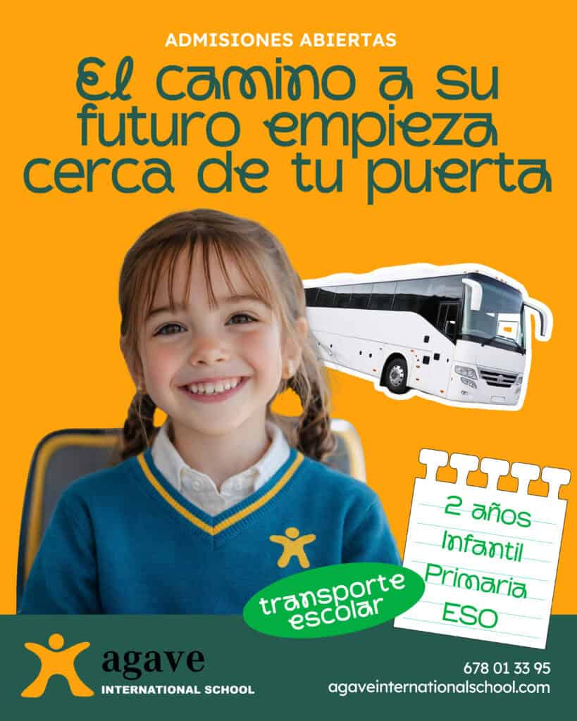 Camino a su futuro en Agave International School Transporte escolar para educación infantil y primaria.